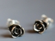 Tiny sterling silver rosebud earrings