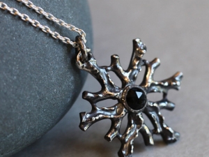 Winter Coral Medallion with Black Onyx