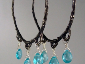 Spring Twig Hoops with Apatite drops
