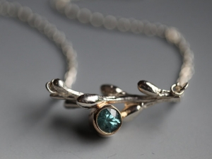Spring Blue Zircon Twig Necklace