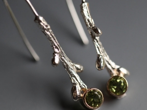 Spring Peridot Twig Earrings